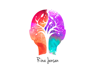 Rina Jensen: Business Resiliency Coach Logo brain branding business coach color colorful design graphic desgin growth tree vector