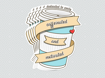 caffeinated and motivated affinity designer affinitydesigner cartoon clean design coffee coffee cup design flat girlfriend heart love sticker sticker design vector