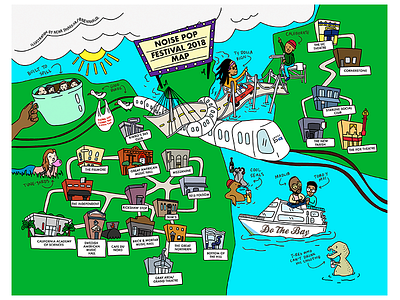 Noise Pop Festival 2018 Venue Map concert dothebay festival illustration map noise pop venues