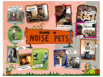 Noise Pets cat dog frame illustration noise pop pets zine