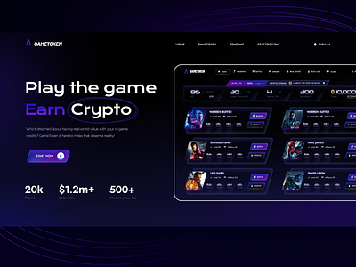 GameToken - Website Design crypto cryptocurrency dark gamers games gaming ui ux design web website website design