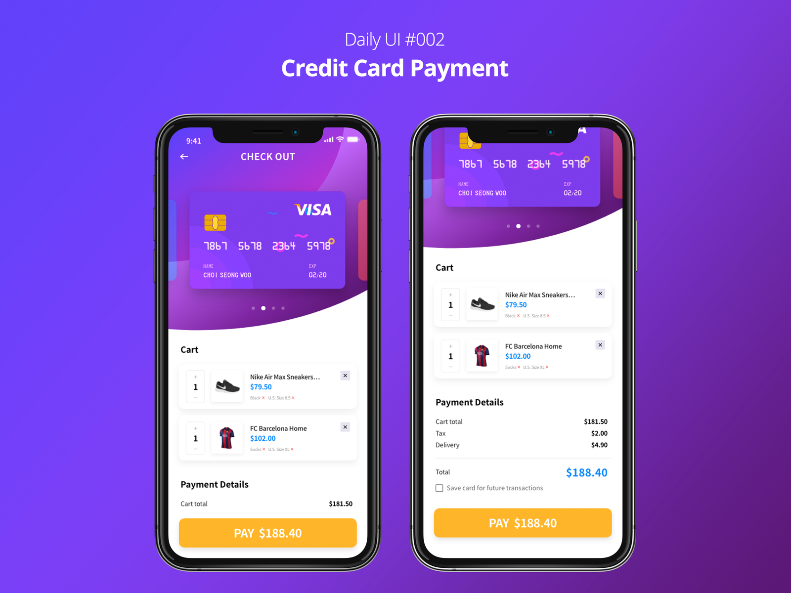 Daily UI #002 - Credit Card Payment by Choi Seongwoo on Dribbble