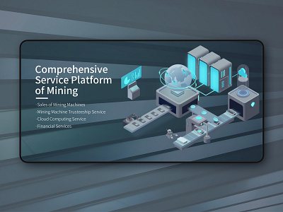 QM banner （different color type） 2.5d branding data design illustration isometric mining