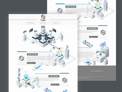 Quest group wbesite 2.5d branding design illustration isometric website design