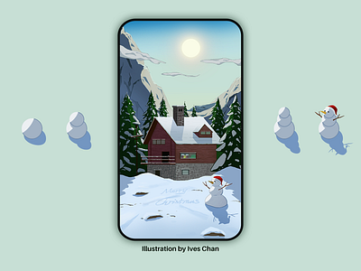 Merry Christmas design house illustration merry christmas snow xmas