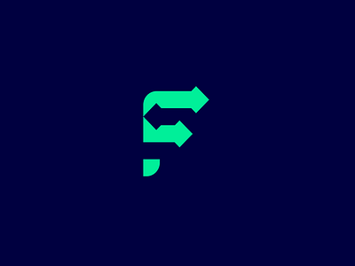 F letter abstract geometric negative space strong symbol