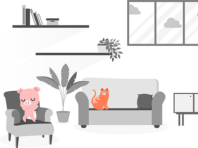 home sweet home cat home design illustration minimal pig visual design web design
