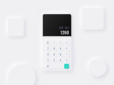 Neomorphic Calculator app UI #dailyUI #004