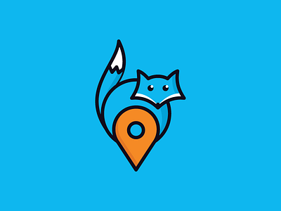Finding Fox animal brand design find fox location logo mark pin sale search