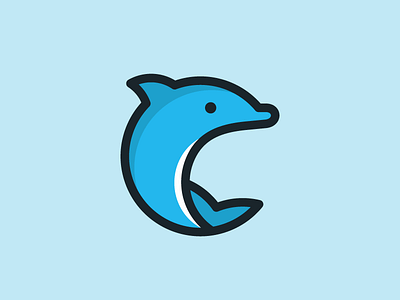 Dolphin C animal brand design dolphin fish identity letter logo mark sale typography
