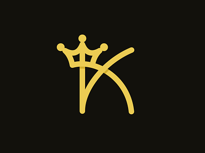 Monoline K King brand branding crown design identity initial king logo mark mono line sale typograhpy typography vector