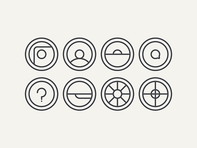 Icon Exploration app circle circular icons line line drawing minimal