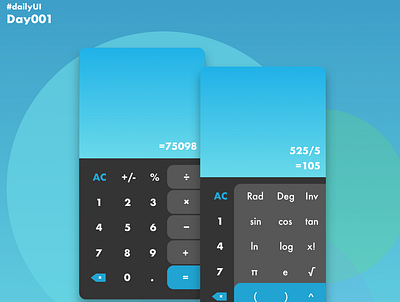 #DailyUI 004 - Calculator app design flat minimal mobile ui ux