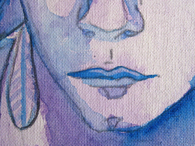 Her Hues blue canvas face lips nose portrait purple violet water color