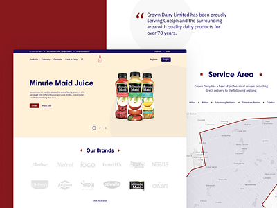 Crown Dairy Limited concept corporate delivery food and drink web design