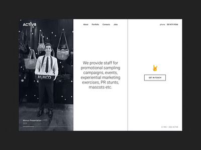 ACTIV8 concept desktop events promo web design
