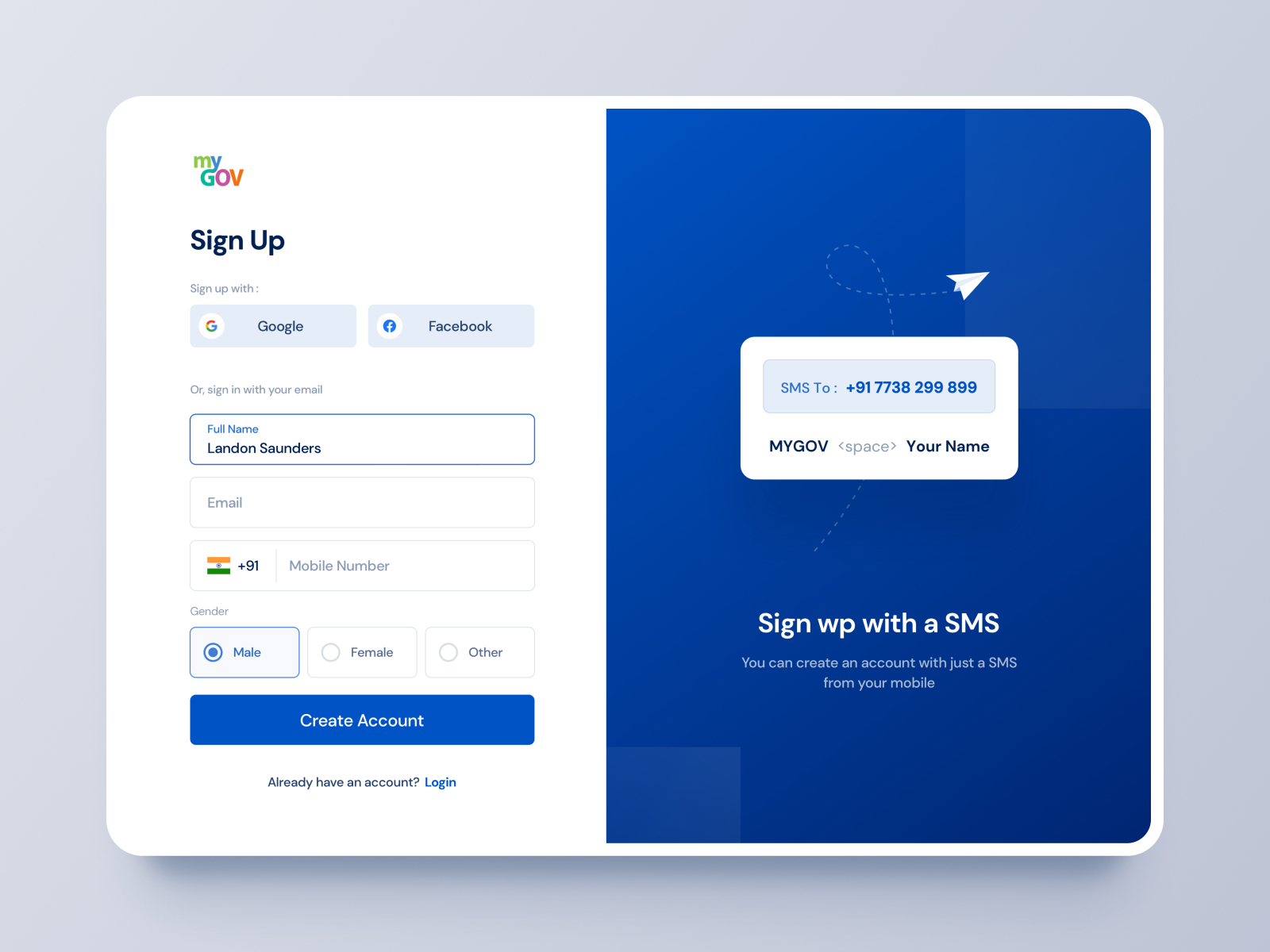 India MyGov | Sign Up Redesign by Ananthanath A on Dribbble