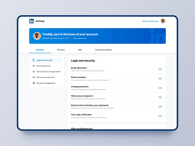 LinkedIn Settings Page Redesigned