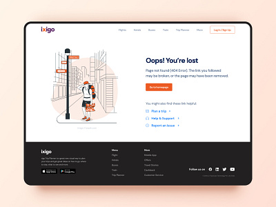 Ixigo 404 Page Redesign app branding flat graphic design illustrator modern redesign ui vector