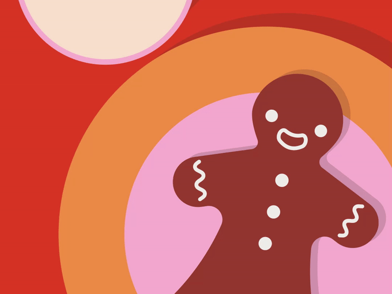 Gingerbread man Nightmare 2d adobeillustrator aftereffects animation christmas fun gingerbread horror illustration joke jurassicpark minimal nightmare santa shadow vector vibration