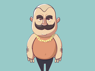 Good_Guy 2d beard bling chain character chubby comic design gold illustration man mustache vector