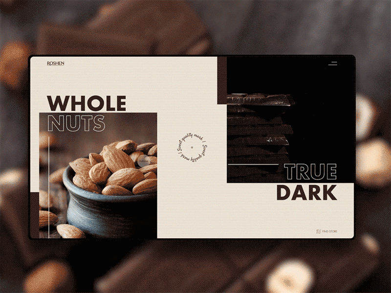 Concept of Roshen chokolate website - Part 1 adobe xd aftereffects