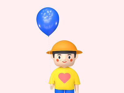 a girl with balloon 3d c4d design illustration ui vector