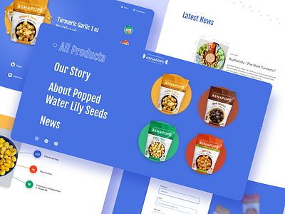 Healthy Snacks Landing Page Concept blue blue and white colorful colorful design food landing landing page landingpage ui ui ux uidesign uiux user interface ux warm colors web web design webdesign website website design