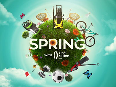 Spring with OneMillion Shop Key Visual brand design design design art fresh garden key art key visual keyvisual online shop promo shop spring springtime visual visual design