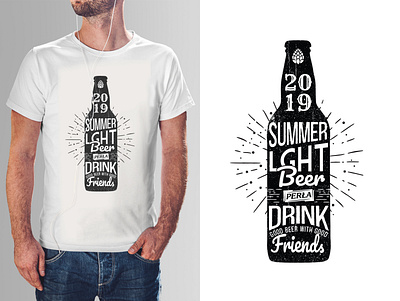 T-shirt Summer 2019. Perła 2019 2020 beer bottle branding design drink friends illustration logo mark promo summer t shirt t shirt design tshirt tshirt art typo typography vector