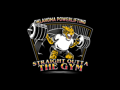 Oklahoma Powerlifting apparel design barbell clothing brand graphic design gym logo design logo sport oklahoma powerlifting sports design tiger tshirt design