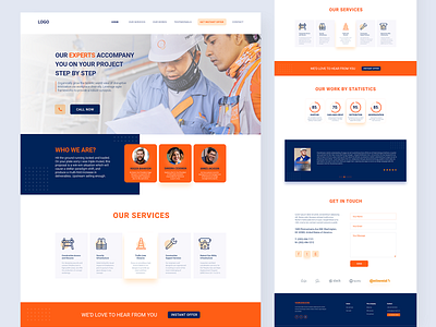 Landing Page for Construction Company bold clean concept construction construction company construction website creative design landing page landing page design ui uidesign uiux ux web design website