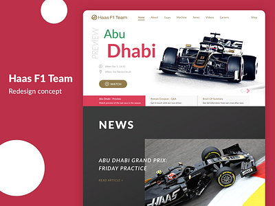 Haas F1 Team redesign concept formula 1 web design