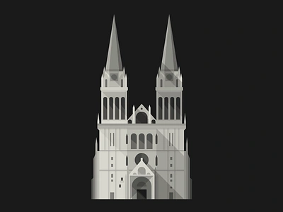 Zagreb Cathedral architecture building flat illustration vector