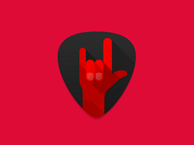 Rock! badge flat hand icon music pick rock vector