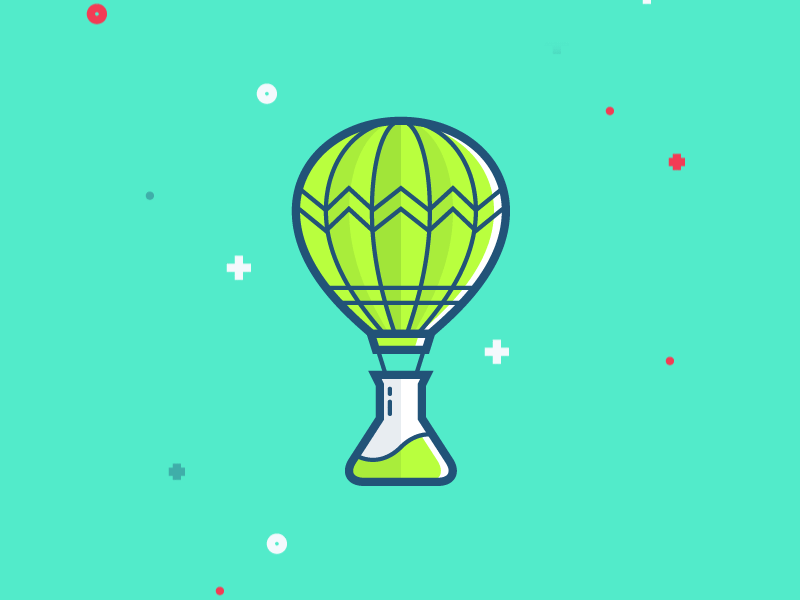 Fusen Balloon fly logo lines icon lab sky gif animation balloon