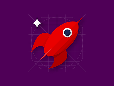 Rocket to the moon flat icon material material design red rocket space