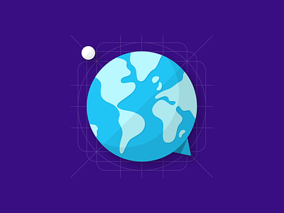Hello world chat earth flat hello world icon map material design moon