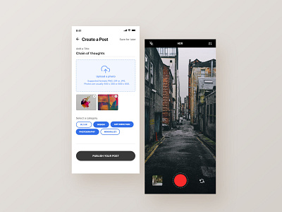 Create a post | Press "L" if you like this one! adobe xd camera ios app design minimalist mobile app mobile app design social app uiux