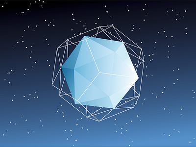 Icosahedron blue colour icosahedron lines stars triangle