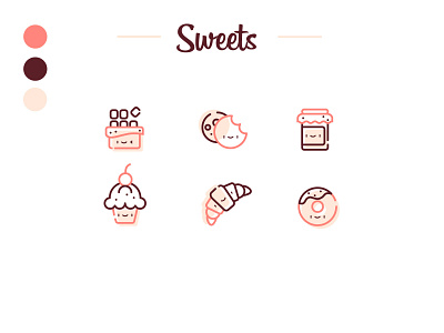 Sweet icons 🍩 design dribbble food icon illustration sweets ui uidesign vector