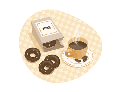 Good morning 🍩☕️ breakfast coffee coffee cup design donuts dribbble food illustration sweets ui uidesign vector