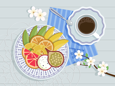 breakfast illustration breakfast design dribbble food fruit illustration ui uidesign vector