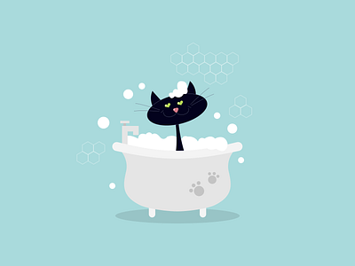 Relaxing cat animals bath bathroom cat character design dribbble illustration relax ui vector