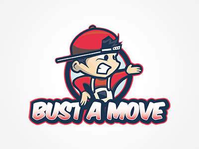Bust A Move blue character dance free throw fun illustration inspiration logo music red red white and blue vector