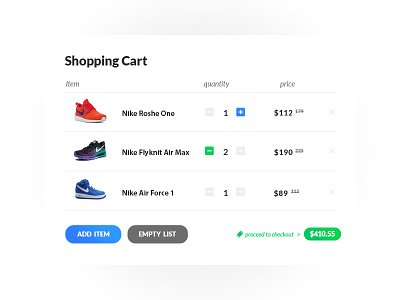 E-Commerce Shopping Cart UI - Web/Mobile Card