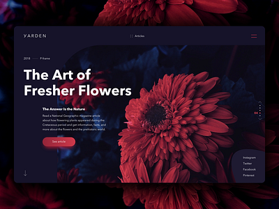 Flowers Website Homepage articles call to action carousel dark darkness flowers homepage homepage design main page nature slider web design website design