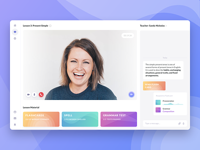 Weekly UI Challenge No.2 at @Cieden call cards chat chat app class design desktop flashcards gradient messages messenger ui ux video call video chat website