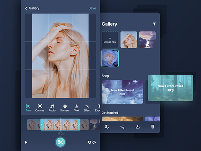 Weekly UI Challenge No.6 at @Cieden browse crop dark editing effects filter gallery grid mobile app ui ui ux ux video video editing video editor video effects