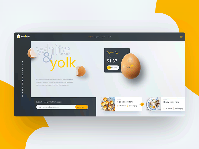 Egg Shop adobe xd design interaction interactions ui ui ux ui design ux web web design webdesign website website animation website design